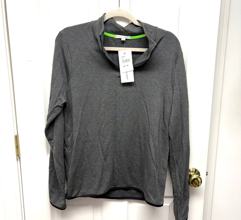 Threads 4 Thought Shirt Mens Gray 1/4 Zip, NWT Size M, Feather Fleece